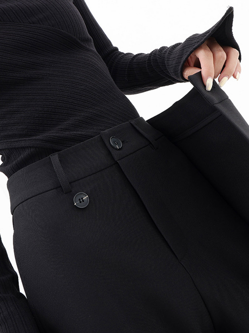 Women's Wide Leg Trousers in black, view 4