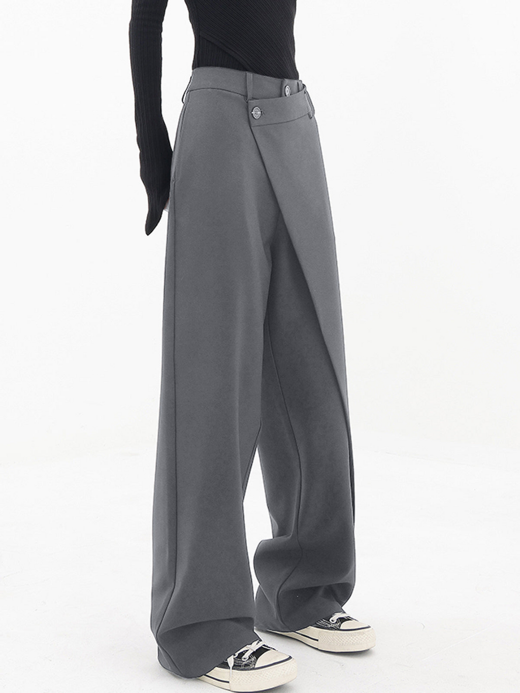 Women's Wide Leg Trousers in grey, view 2