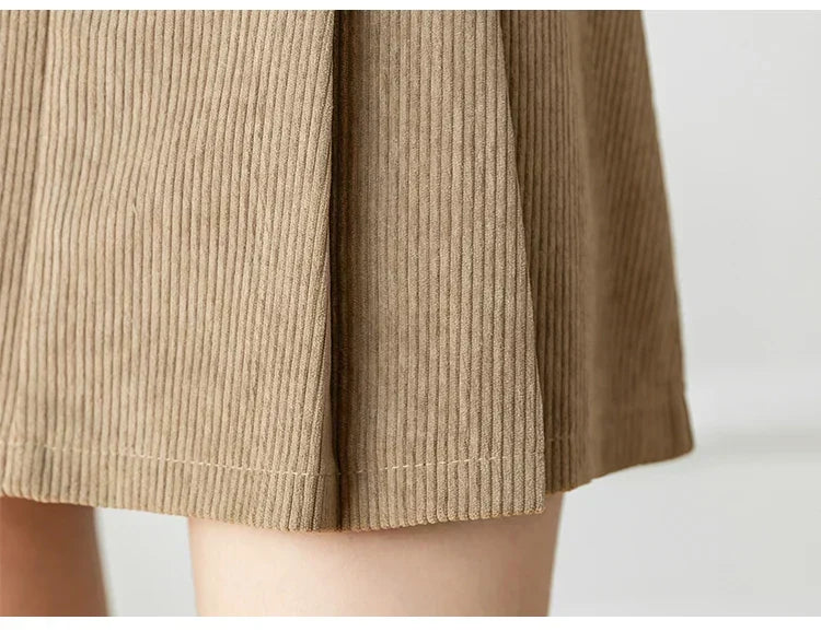 Women's Pleated Corduroy Skirt – High Waist Mini Cord Skirt