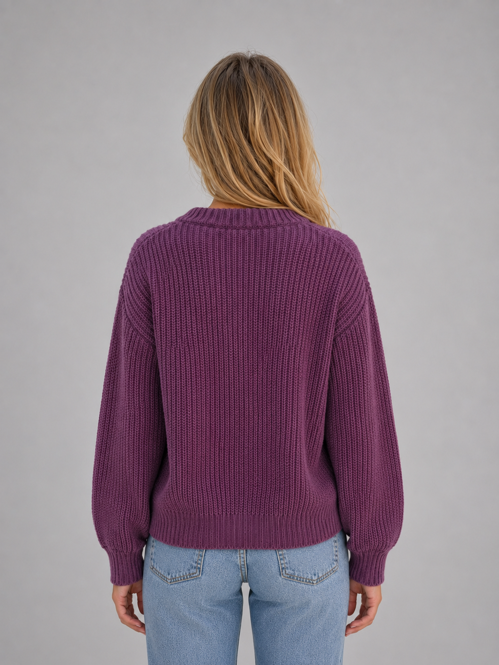 Women's Chunky Knit Cardigan – Button Front V-Neck Soft Ribbed Jumper