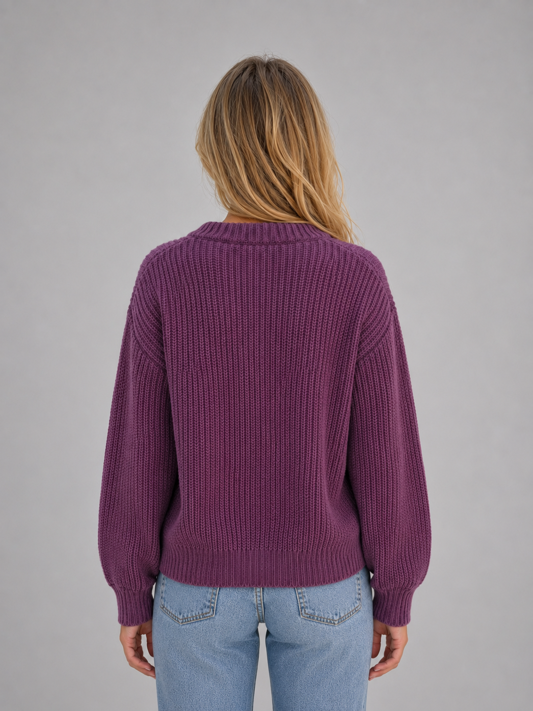 Women's Chunky Knit Cardigan – Button Front V-Neck Soft Ribbed Jumper