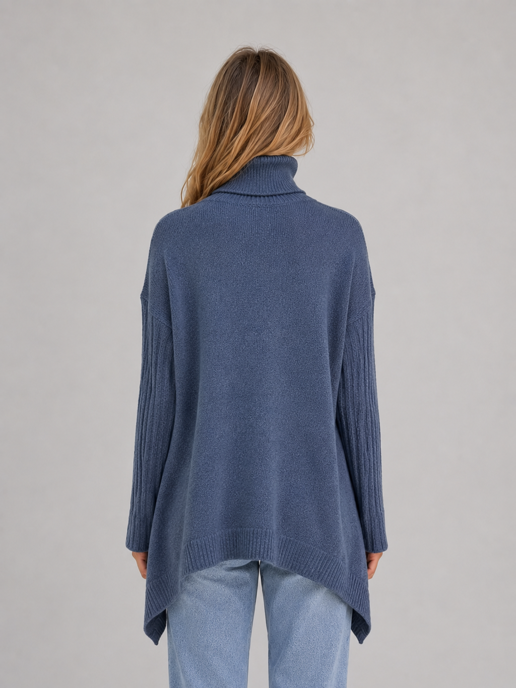 Women's Roll Neck Oversized Jumper – Soft Knit Longline Sweater