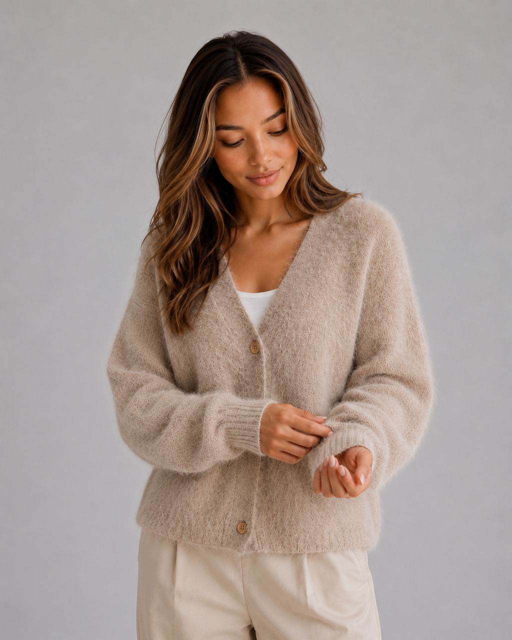 Women's Soft Knit Cardigan – Button Front V-Neck Sweater