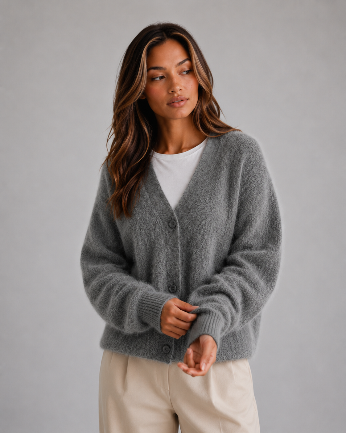 Women's Soft Knit Cardigan – Button Front V-Neck Sweater