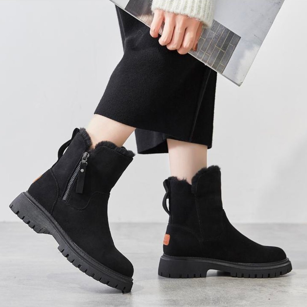 Women's Winter Ankle Boots – Faux Fur Lined Lug Sole Boots