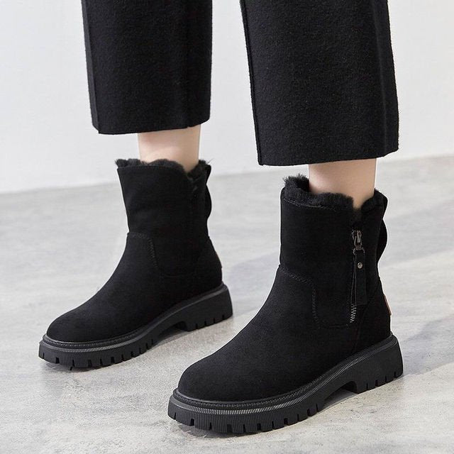 Women's Winter Ankle Boots – Faux Fur Lined Lug Sole Boots