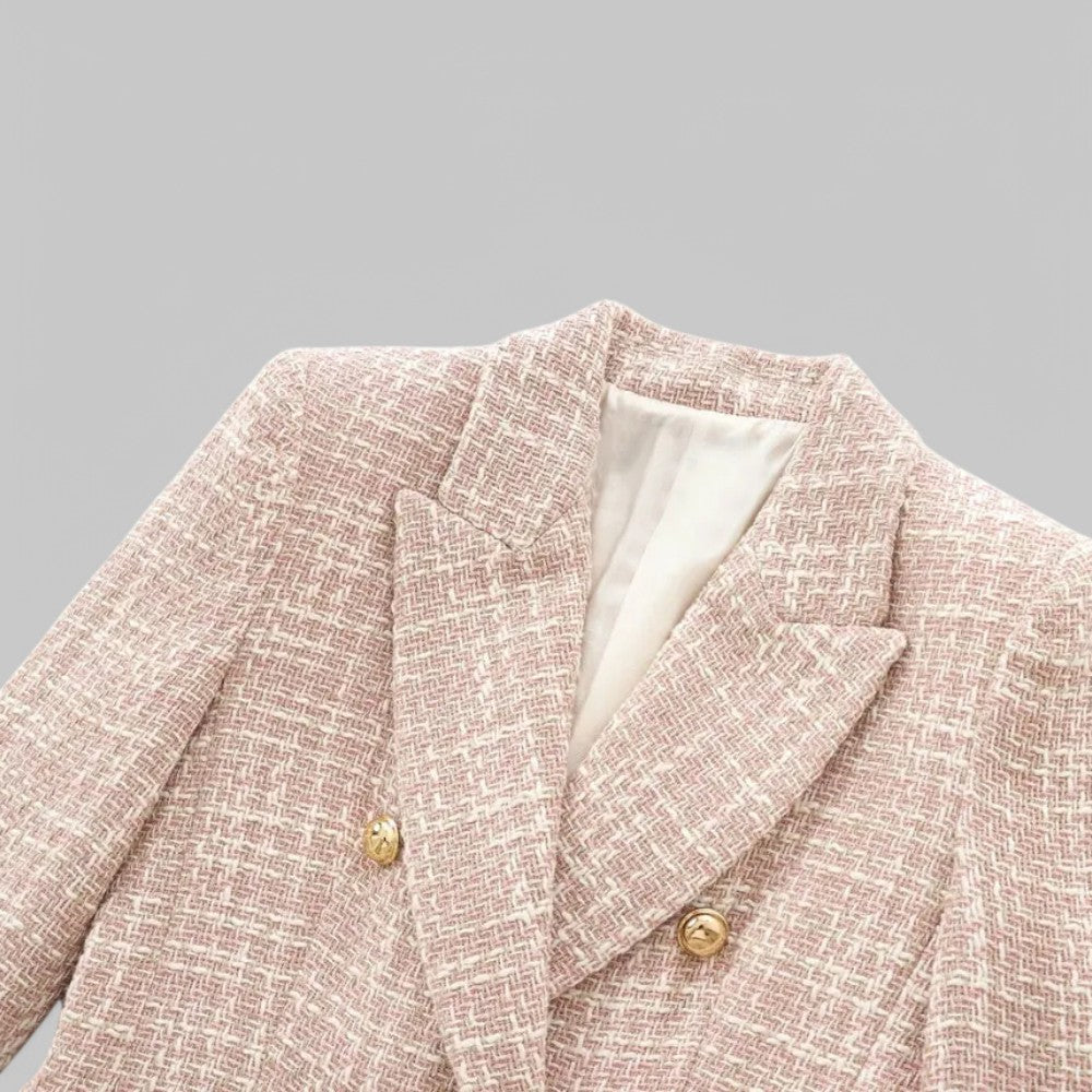 Women's Tweed Blazer – Double Breasted Tailored Jacket