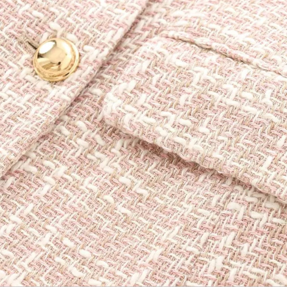 Women's Tweed Blazer – Double Breasted Tailored Jacket