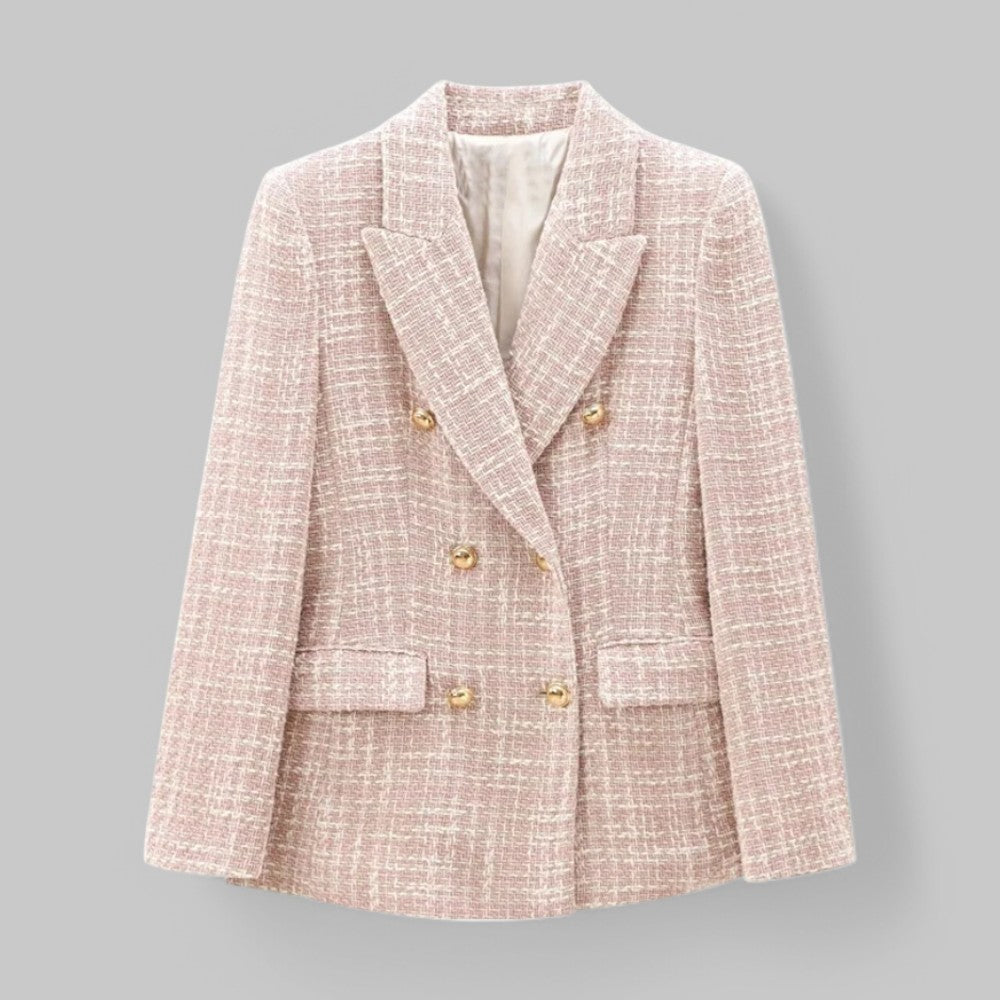 Women's Tweed Blazer – Double Breasted Tailored Jacket