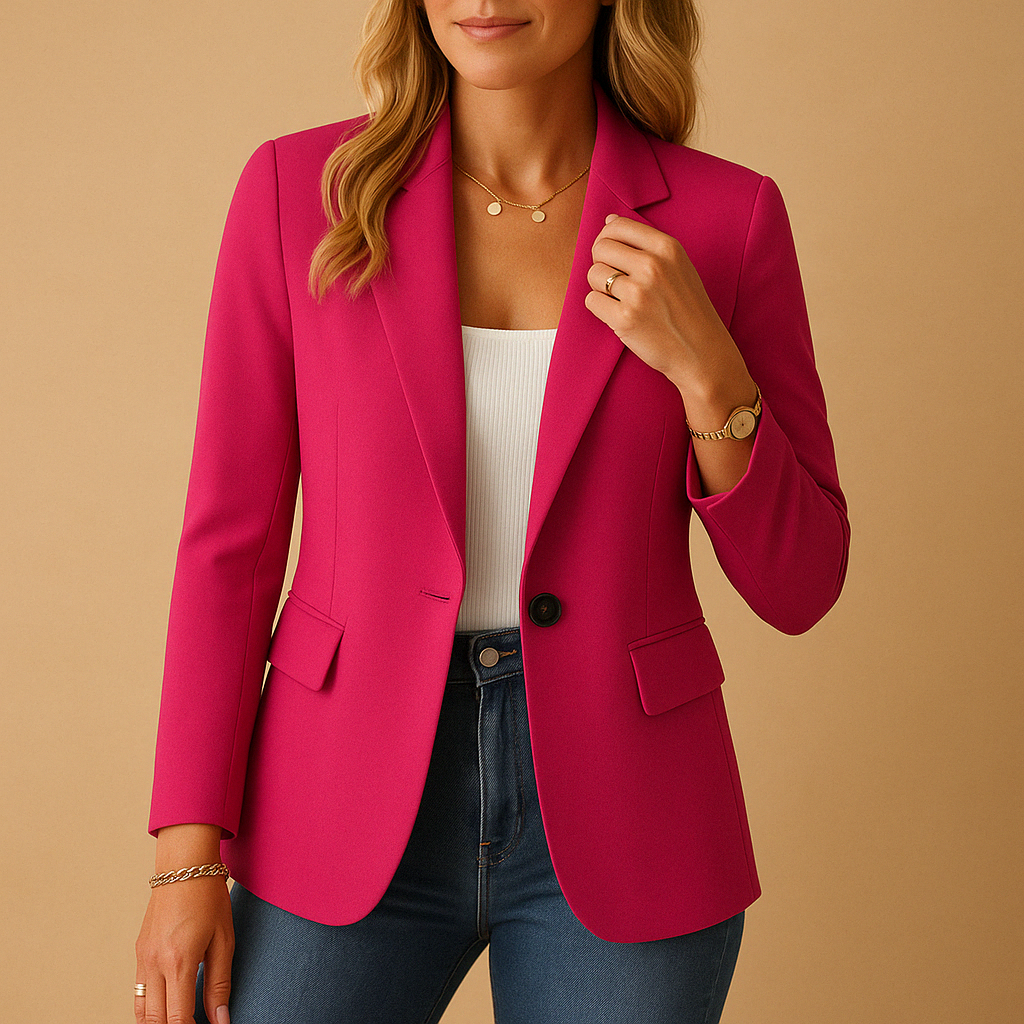 Women's Tailored Blazer in pink – Single Button Fitted Blazer