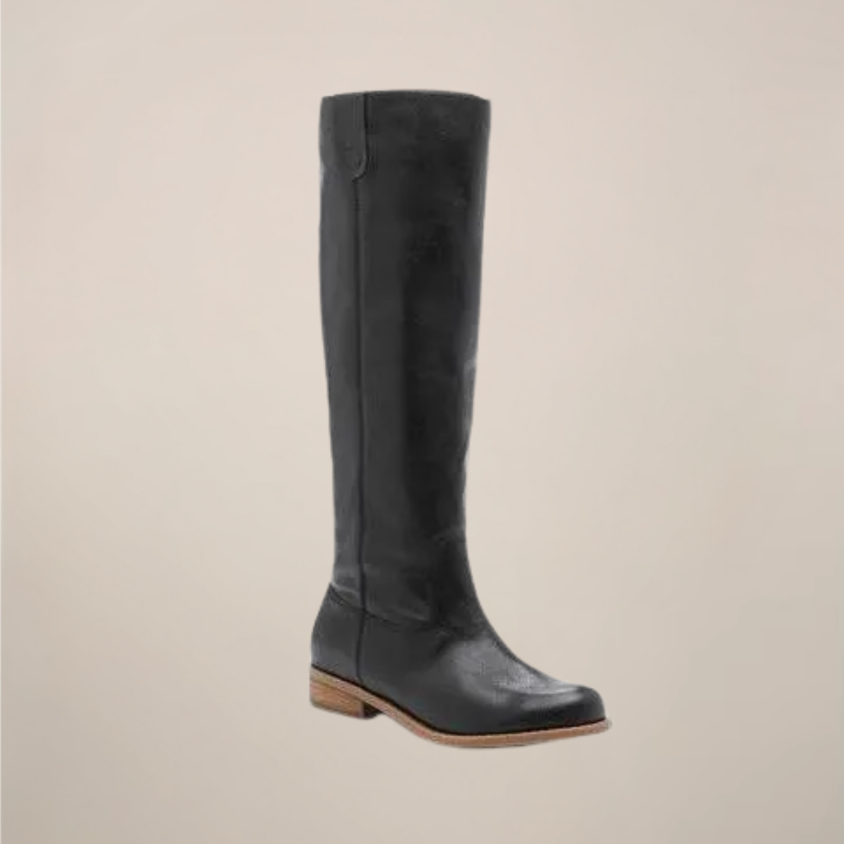 Women's knee high boots in a suede look finish with a low heel
