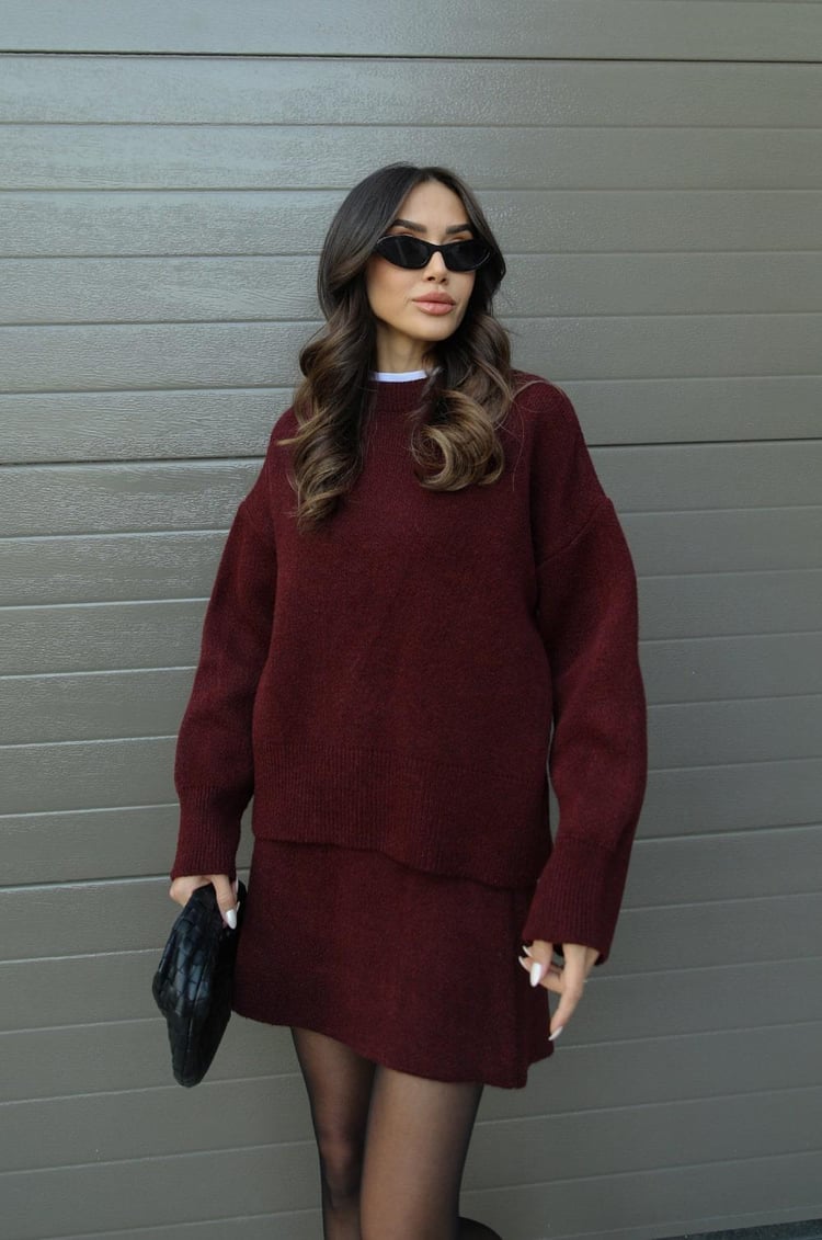 Women's Knitted Jumper and Mini Skirt Set – Two Piece Knit Co-ord
