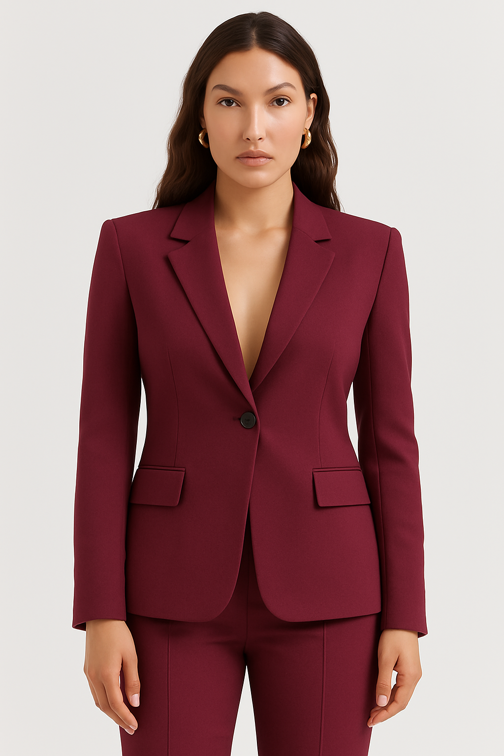 Women's Tailored Blazer – Single Button Fitted Jacket