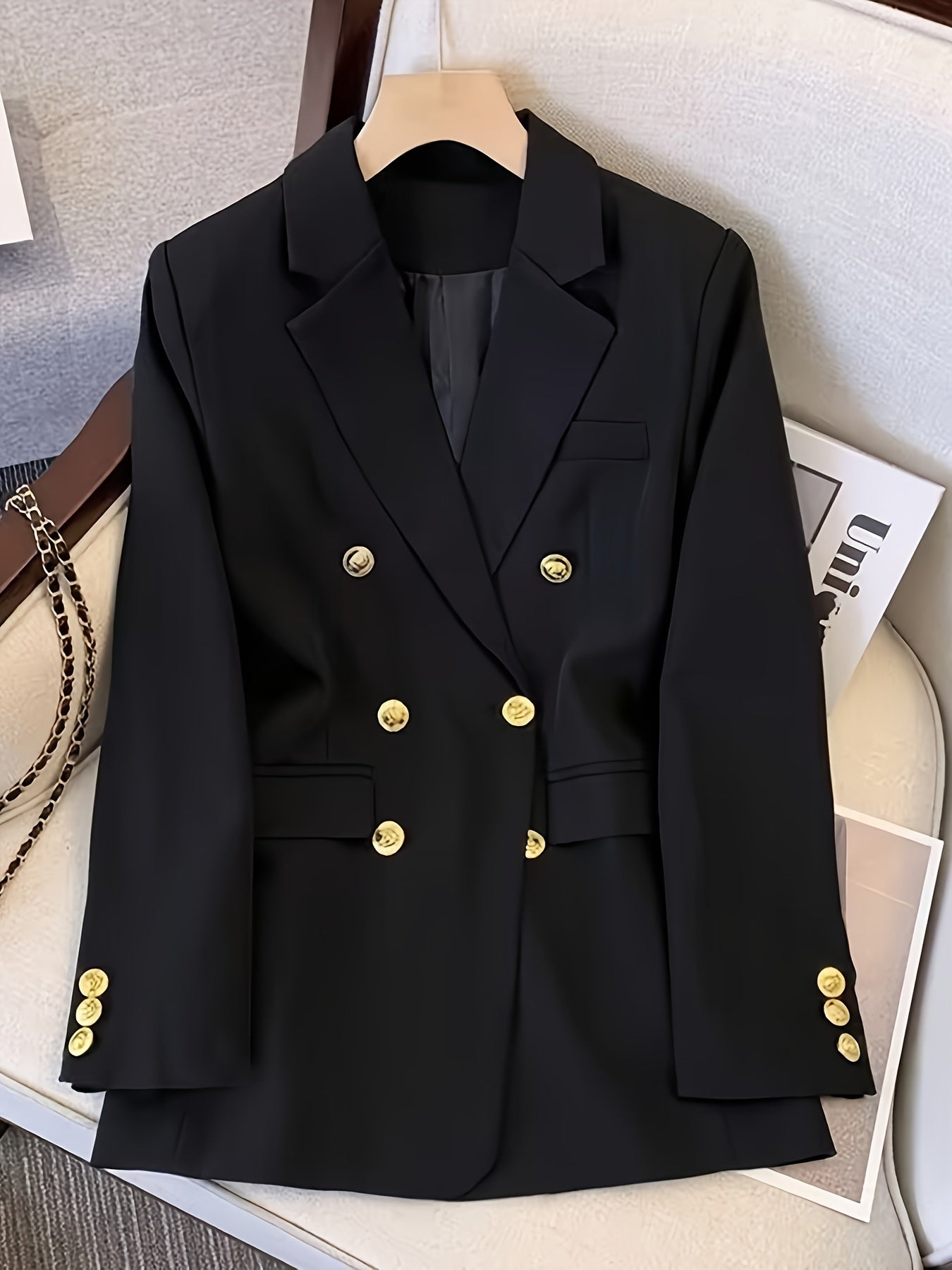 Women's Double Breasted Blazer – Tailored Longline Jacket