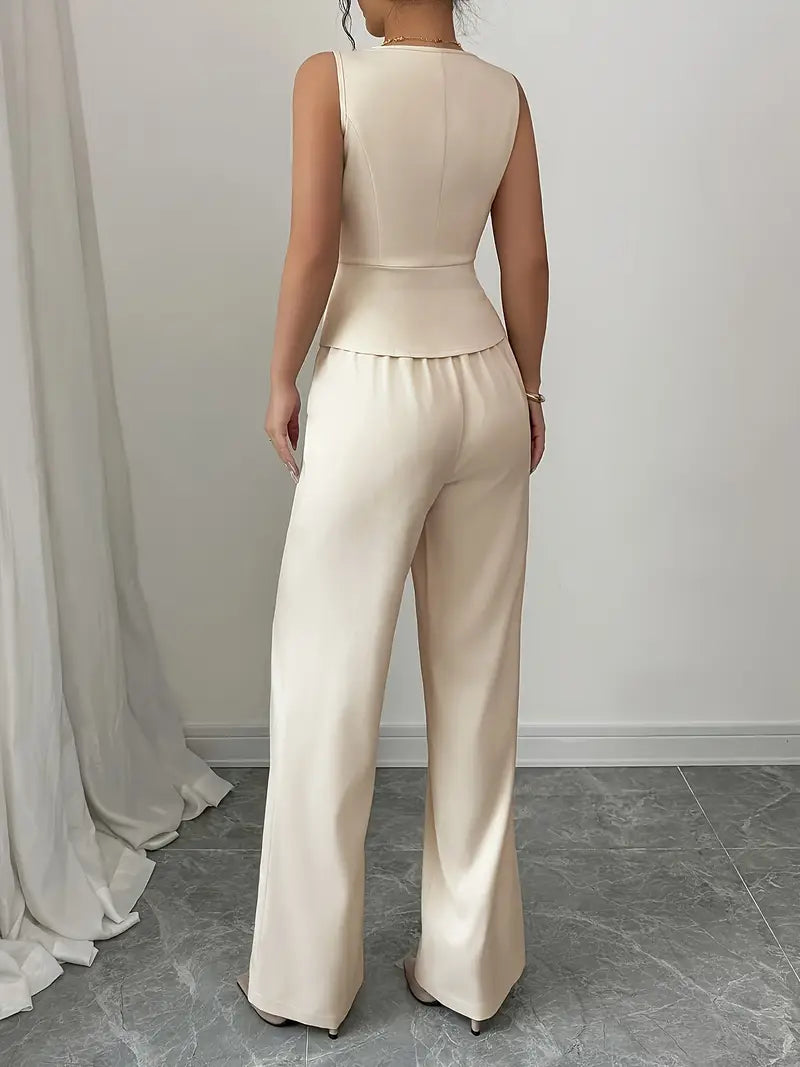 Women's Co-ord Set in cream, view 3
