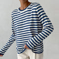 Women's Striped Knit Long Sleeve Crew Neck Pullover