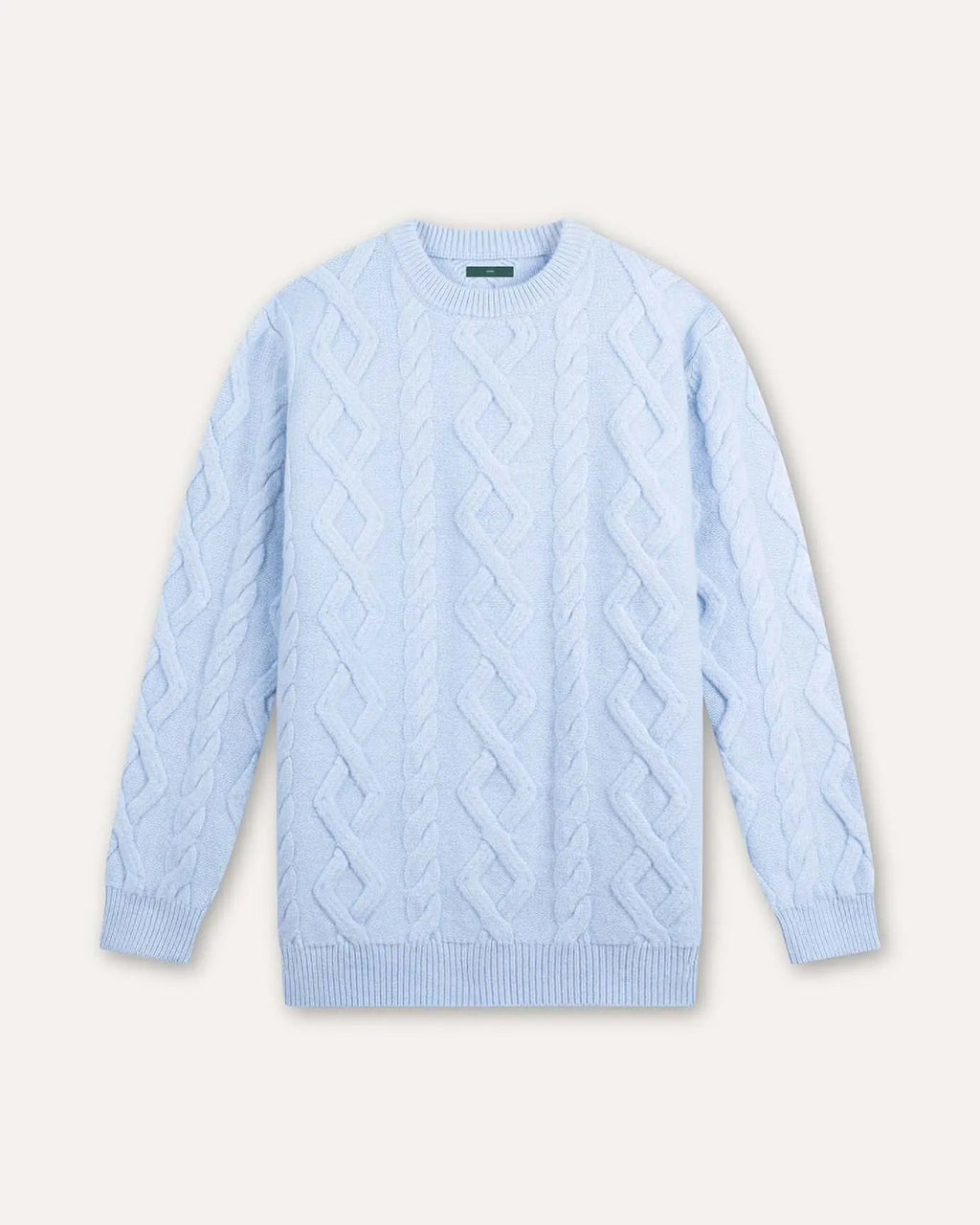 Men's Cable Knit Jumper – Cashmere and Wool Blend Crew Neck
