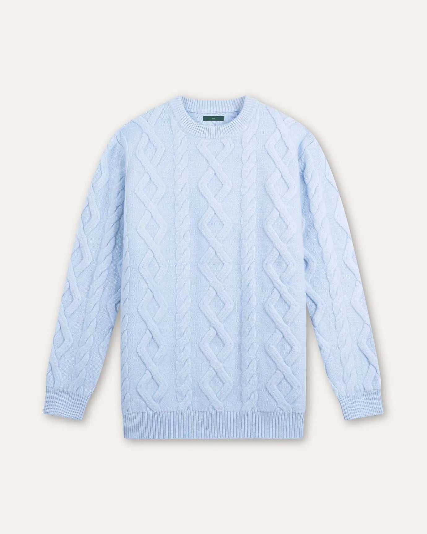 Men's Cable Knit Jumper – Cashmere and Wool Blend Crew Neck