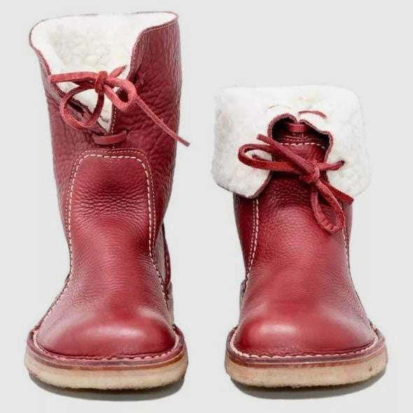 Women's black shearling lined winter ankle boots
