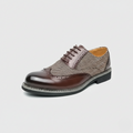 Men's Tweed Panel Brogues – Herringbone Wingtip Lace Up Shoes