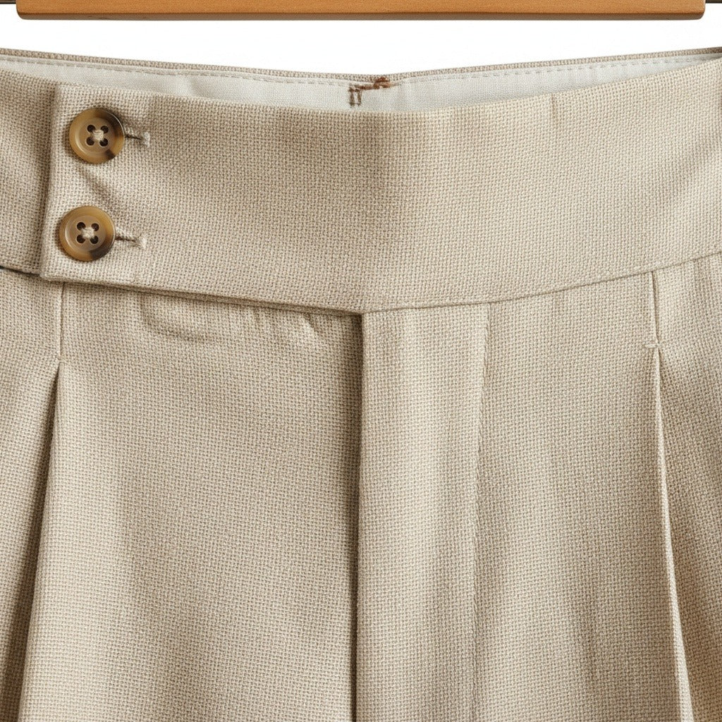 Men's Pleated Trousers in beige, view 6
