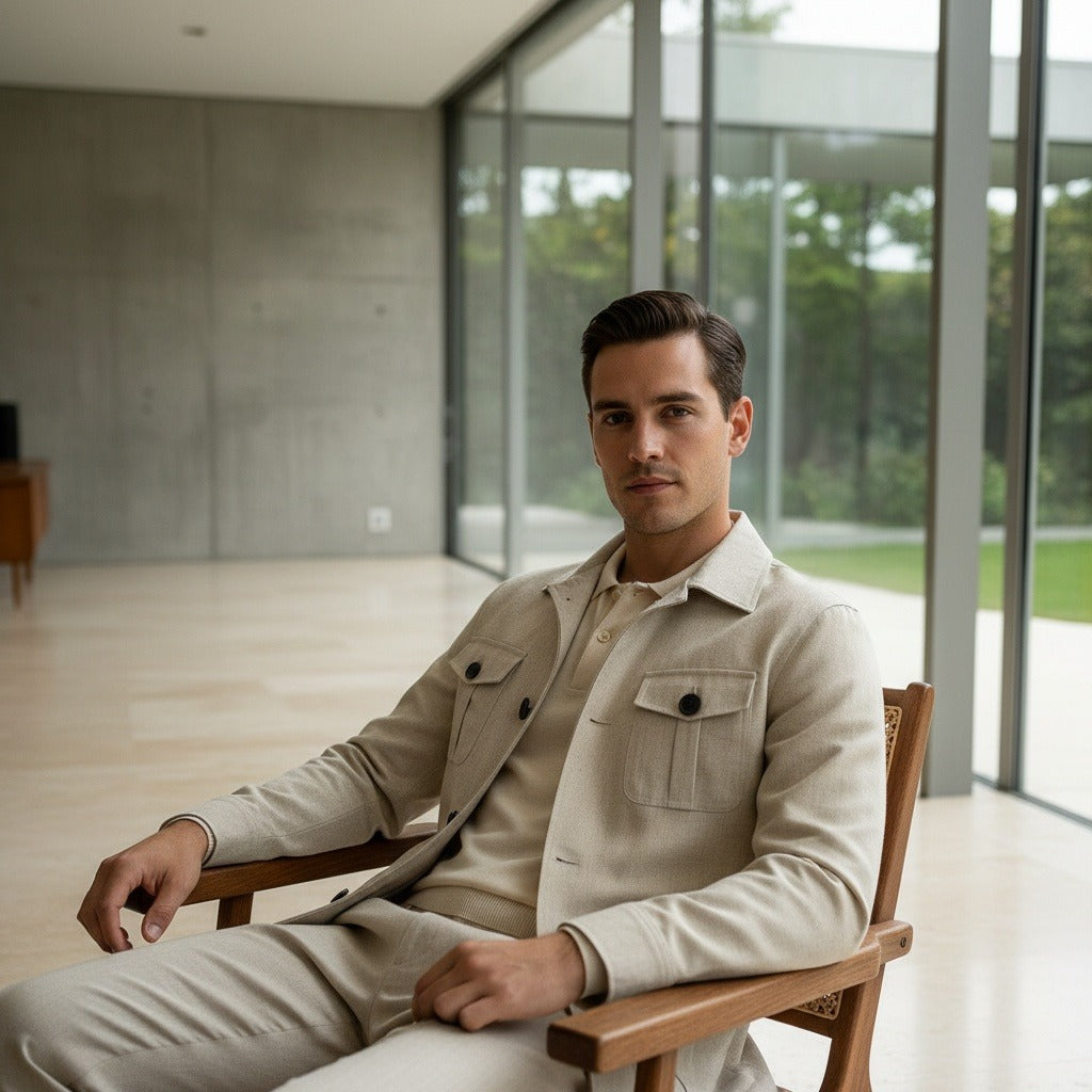 Men's Safari Jacket in beige, view 3