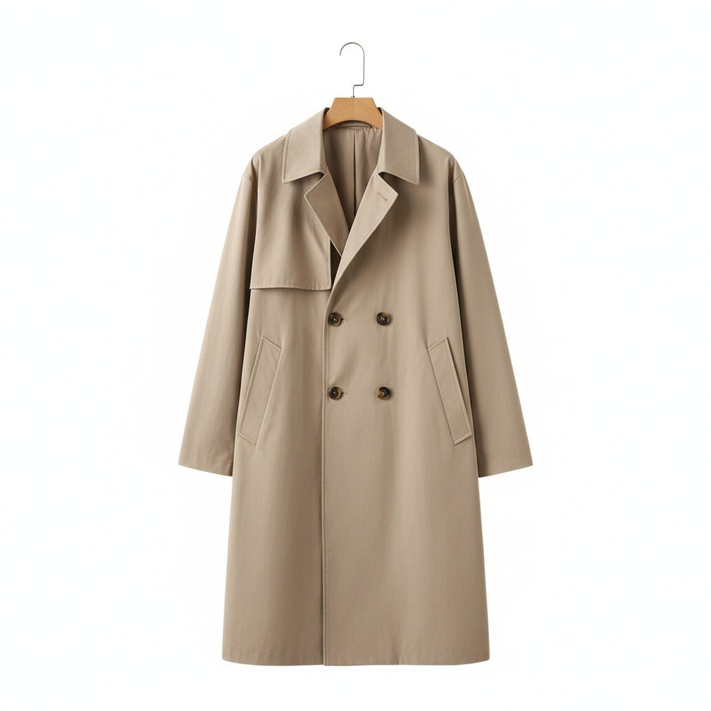 Men's Trench Coat in beige – Double Breasted Storm Flap Coat