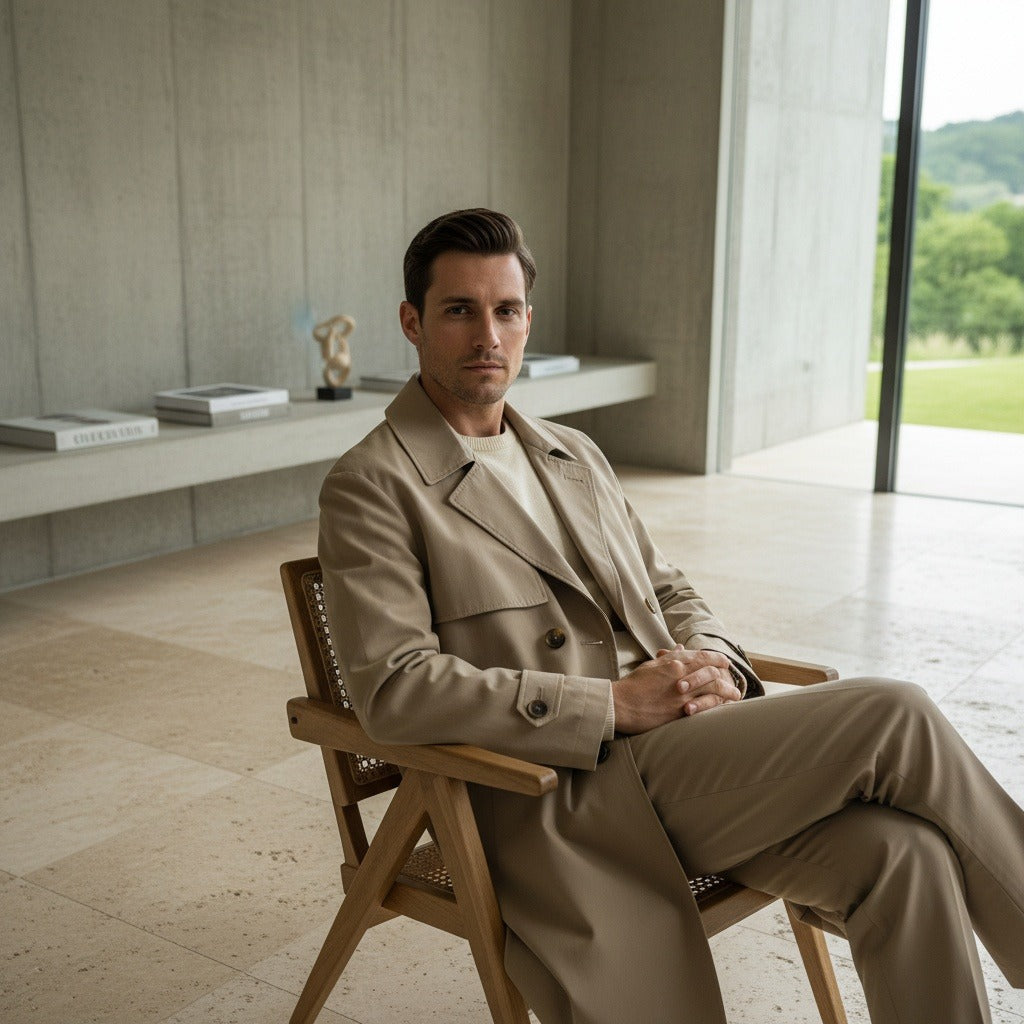 Men's Trench Coat in beige, view 3