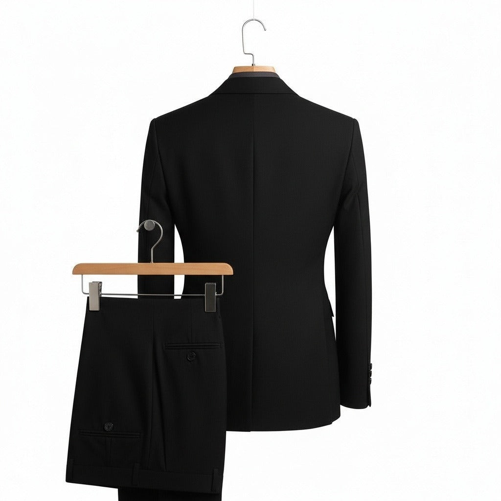 Men's Double Breasted Suit in black, view 5