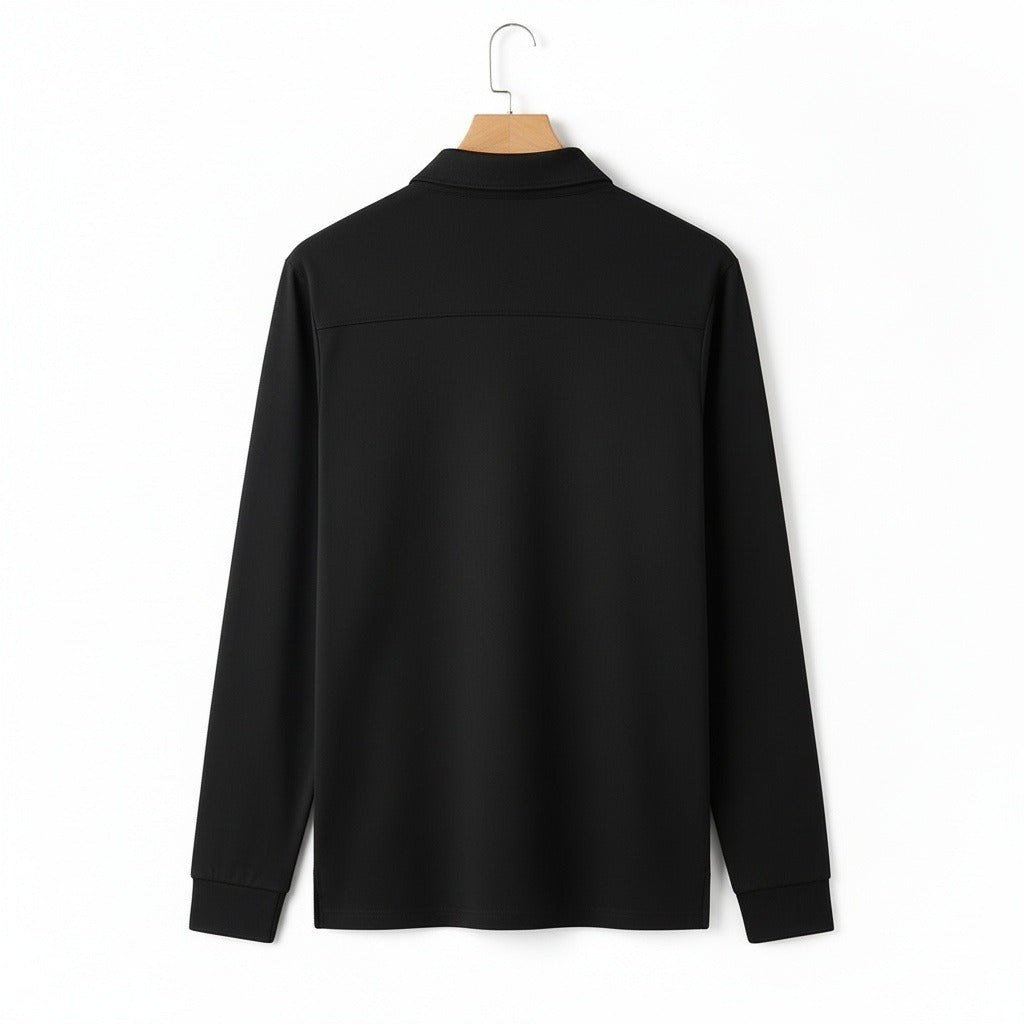 Men's Knitted Polo Shirt in black, view 5