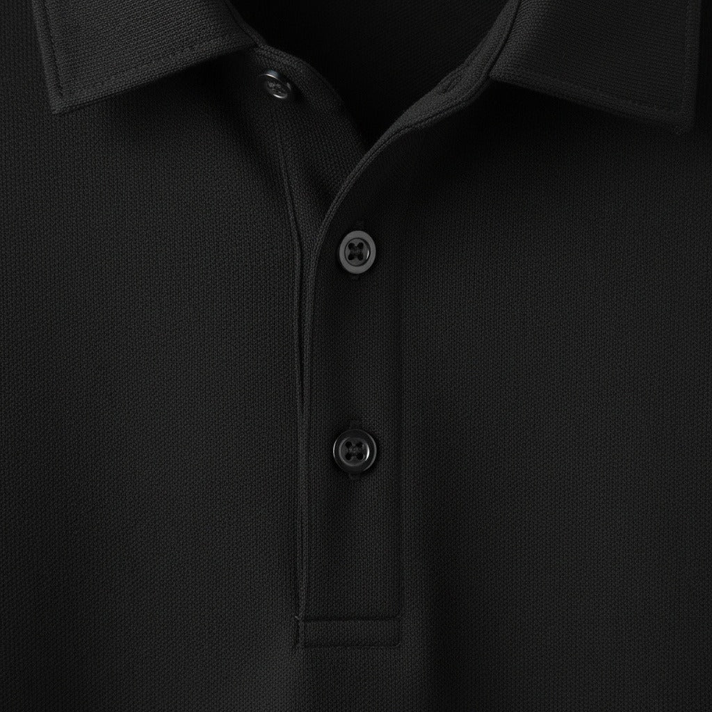 Men's Knitted Polo Shirt in black, view 6