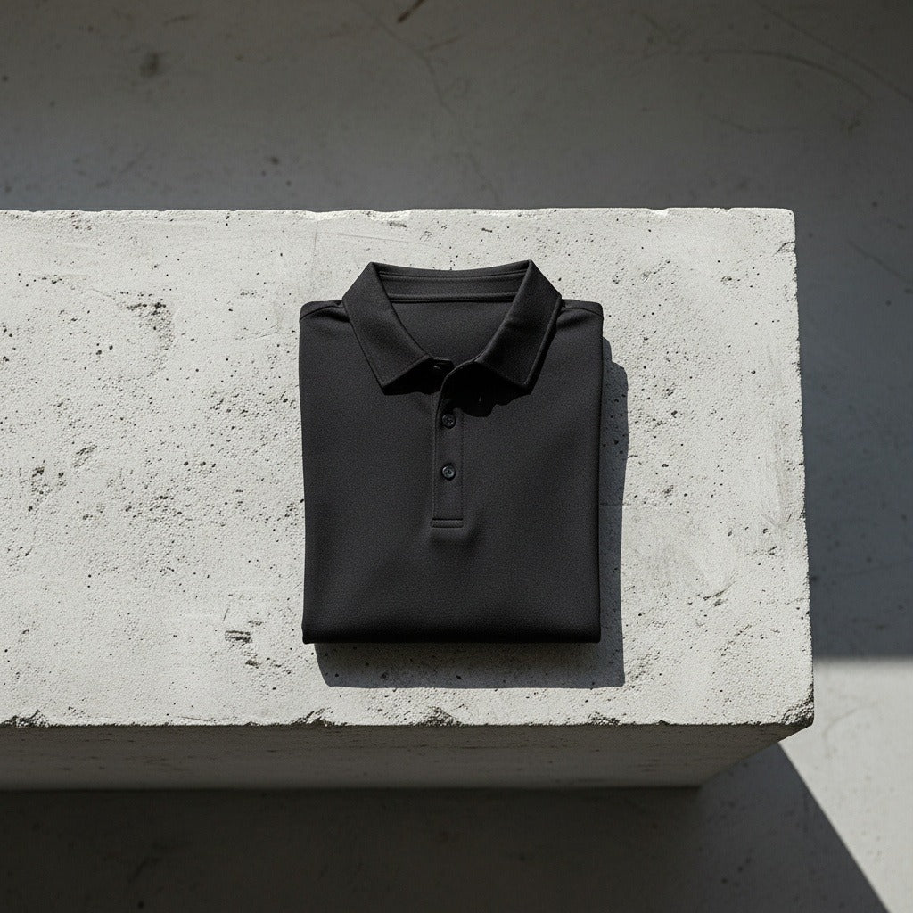 Men's Knitted Polo Shirt in black, view 7