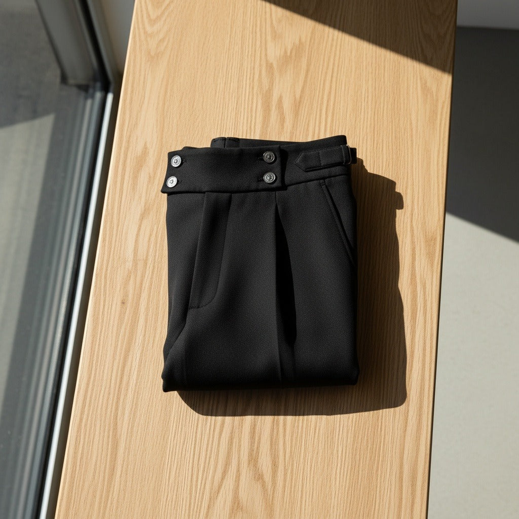 Men's Pleated Trousers in black, view 7