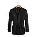 Men's Safari Jacket in black – Belted Four Pocket Jacket