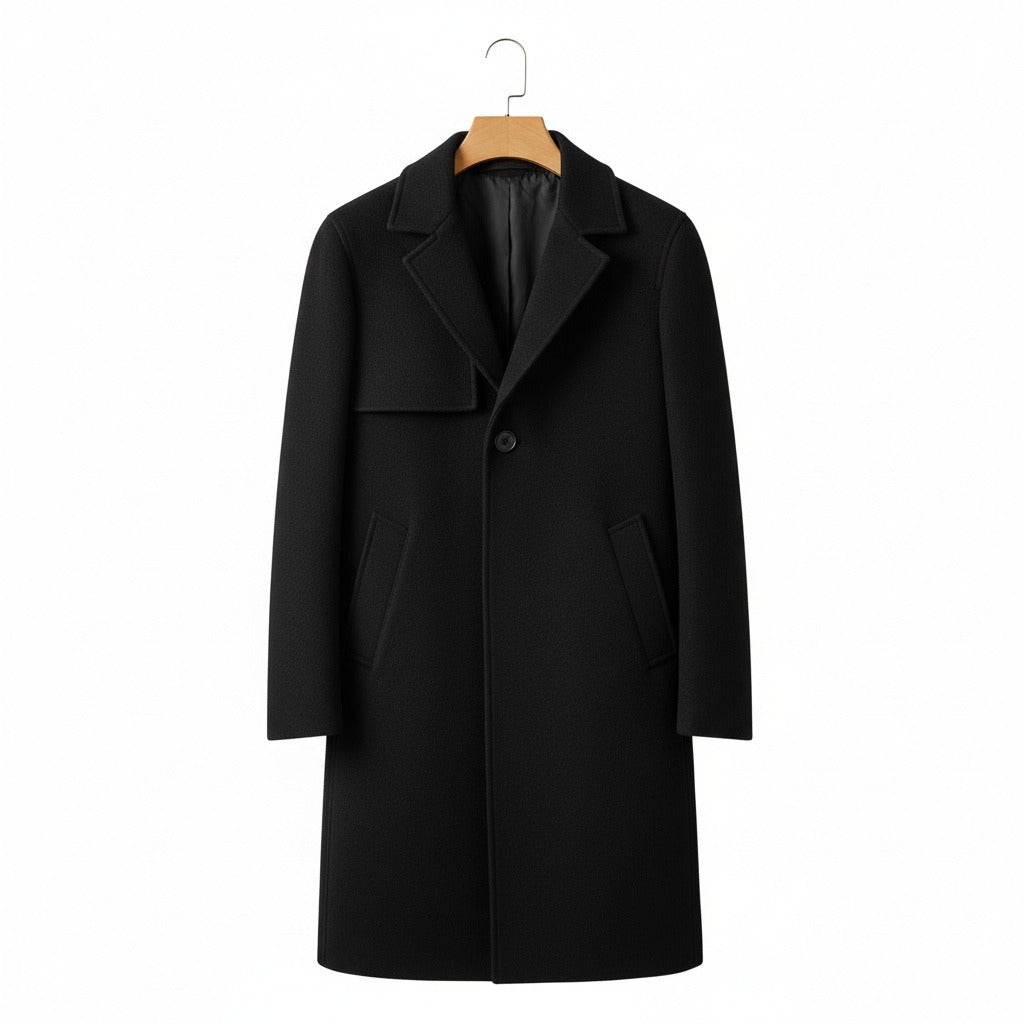 Men's Overcoat in black – Single Breasted Tailored Coat