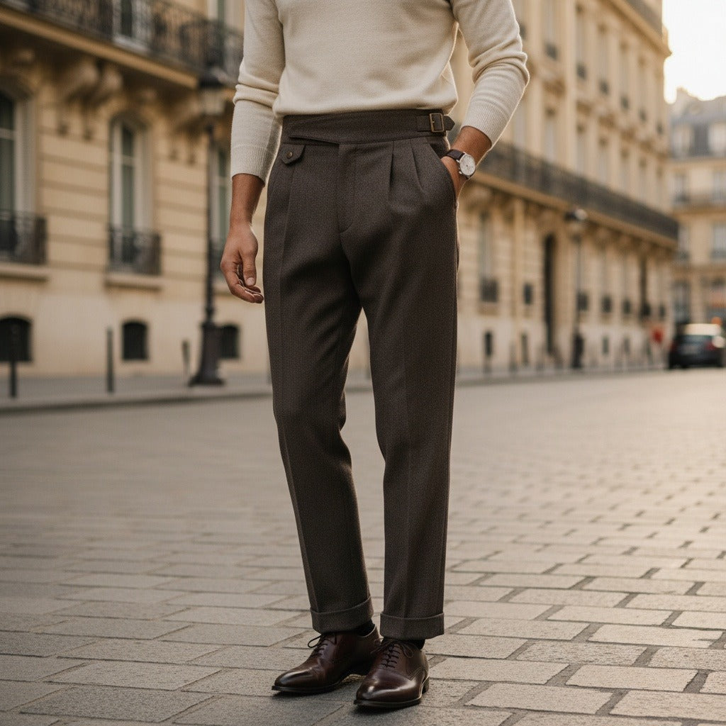 Men's Gurkha Trousers – High Waist with Buckled Side Tabs