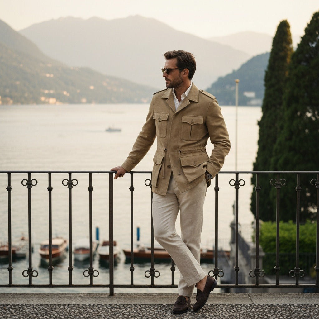 Men's Safari Jacket in tan, view 2