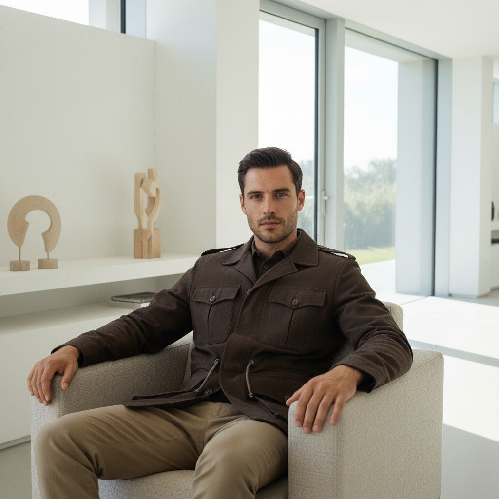 Men's Safari Jacket in tan, view 3