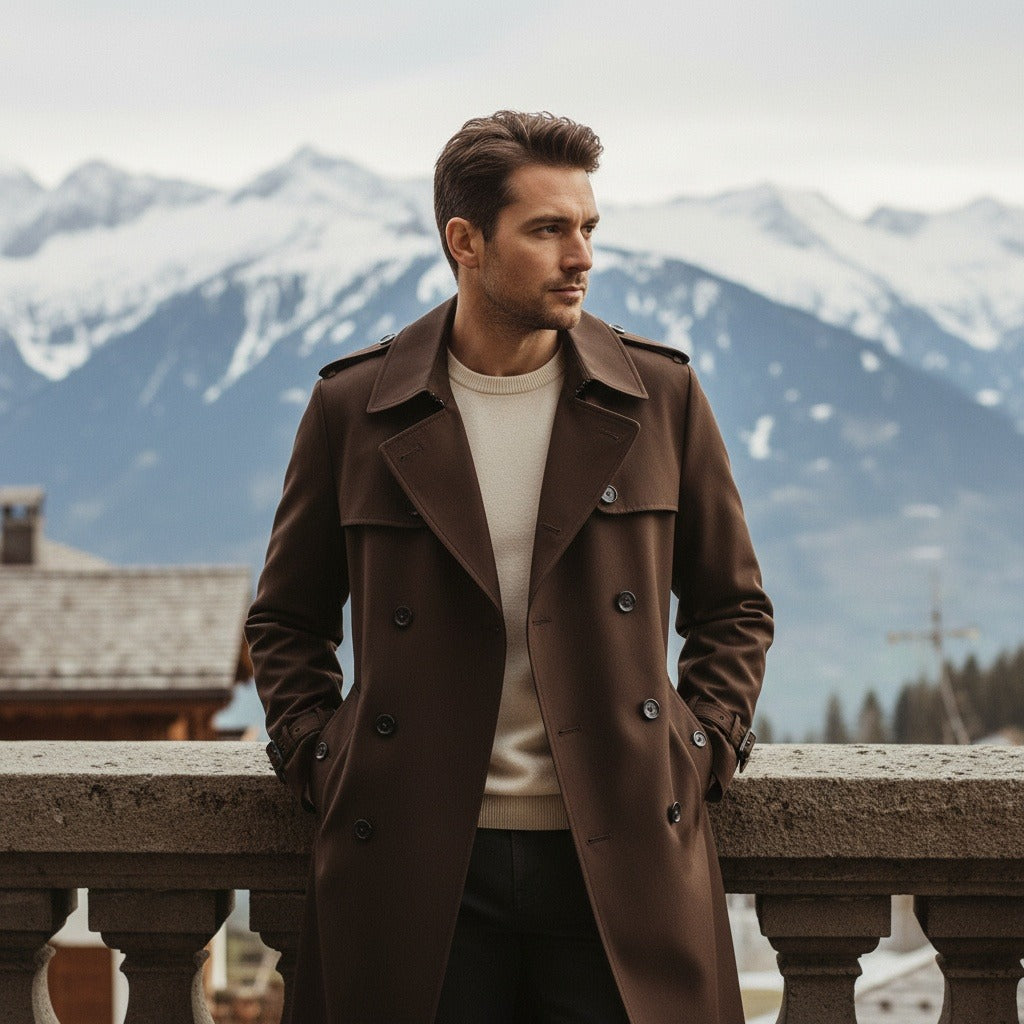 Men's Trench Coat in brown, view 2