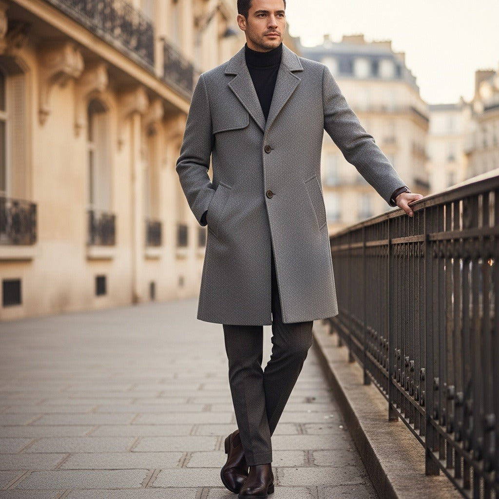 Men's Overcoat in light grey, view 2