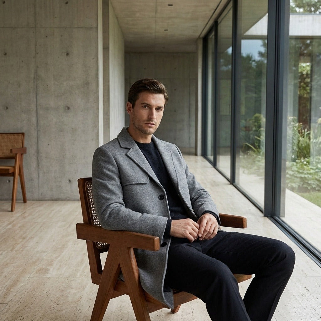 Men's Overcoat in light grey, view 3