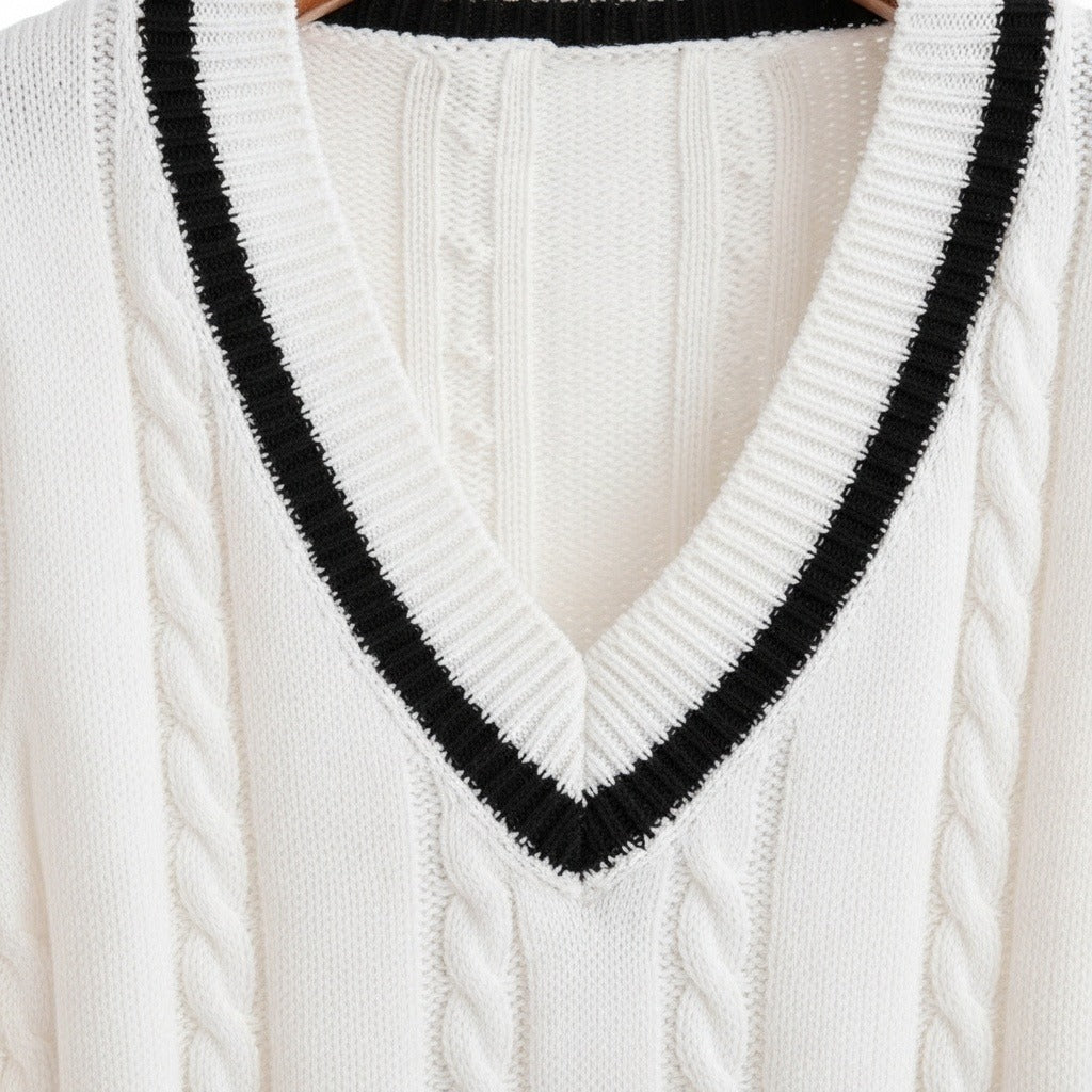 Men's Cable Knit Vest in ivory, view 6