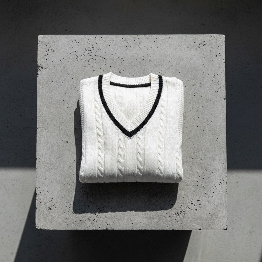 Men's Cable Knit Vest in ivory, view 7