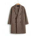 Men's Double Breasted Overcoat – Wool Blend Knee Length Coat