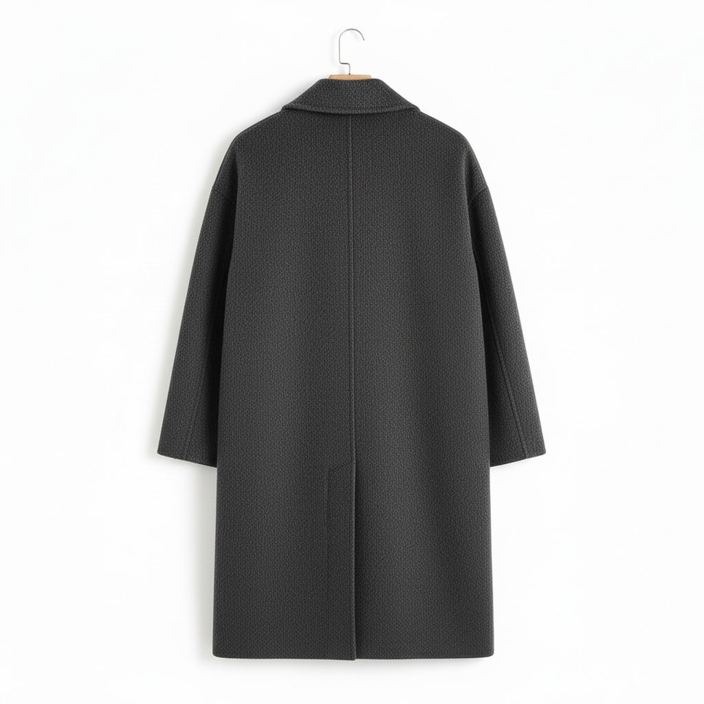 Men's Double Breasted Overcoat – Wool Blend Knee Length Coat