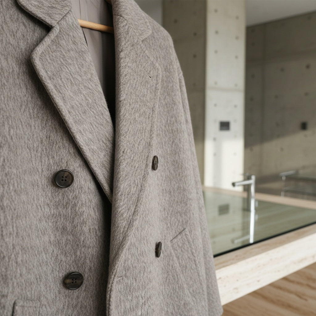 Men's Double Breasted Overcoat – Wool Blend Knee Length Coat