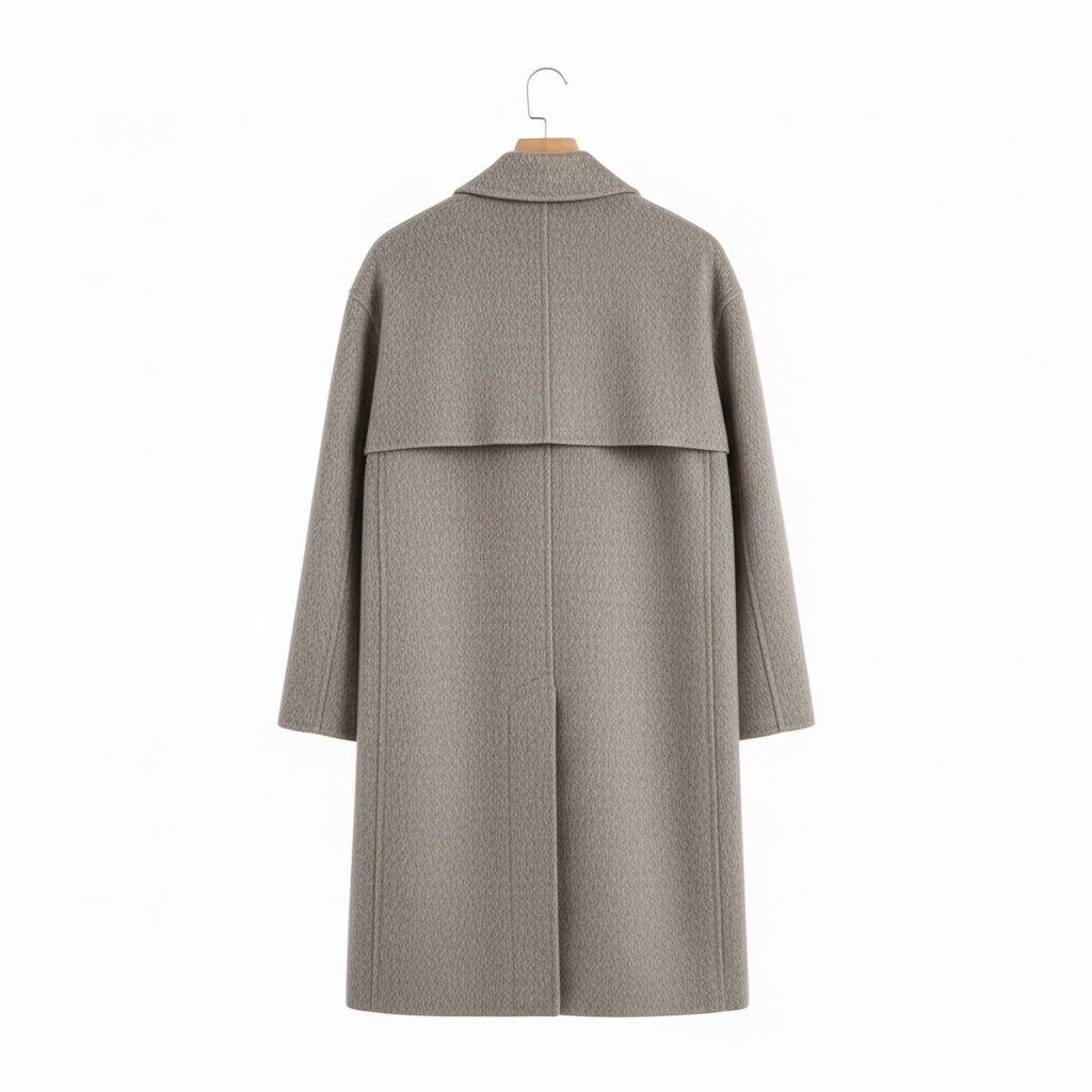 Men's Double Breasted Overcoat – Wool Blend Knee Length Coat