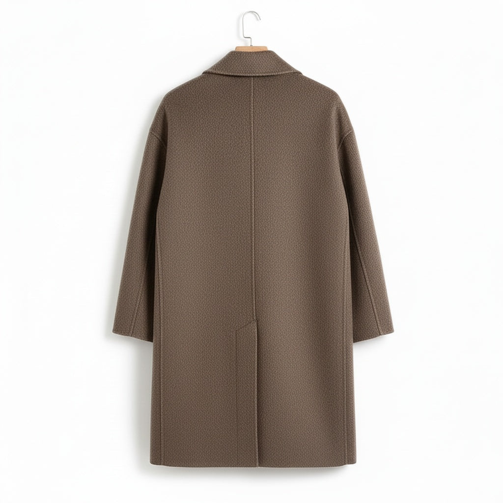 Men's Double Breasted Overcoat – Wool Blend Knee Length Coat