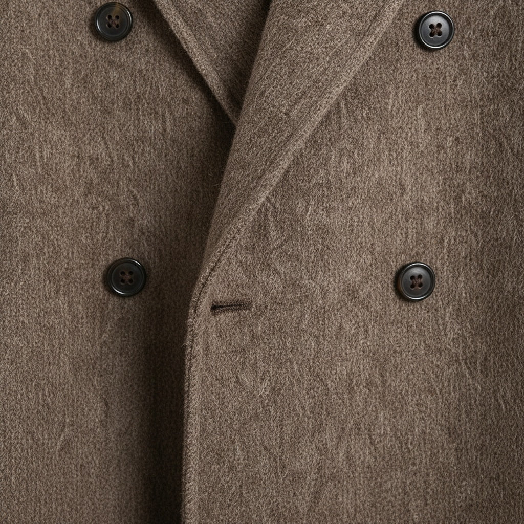 Men's Double Breasted Overcoat – Wool Blend Knee Length Coat