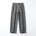 Men's Checked Wide Leg Trousers – Drawstring Waist